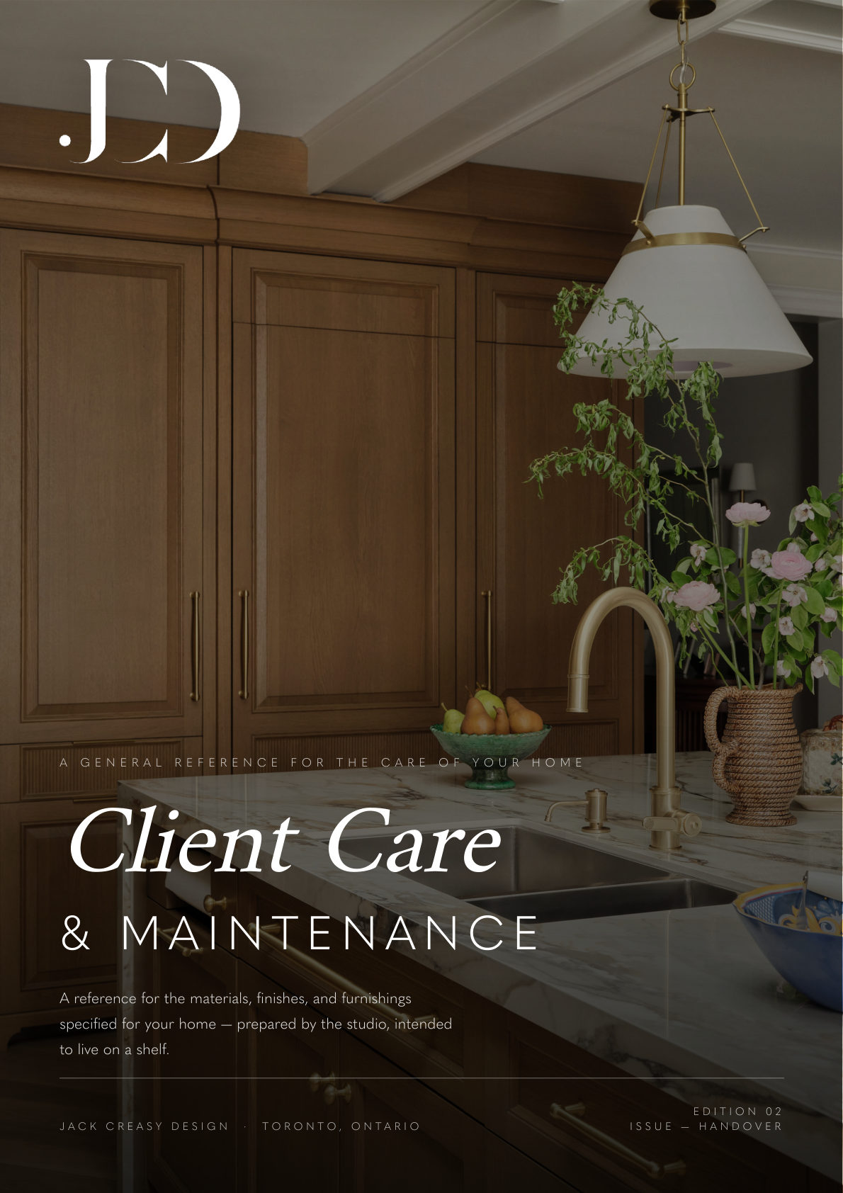 Cover of the Jack Creasy Design Client Care & Maintenance Manual, Edition 02
