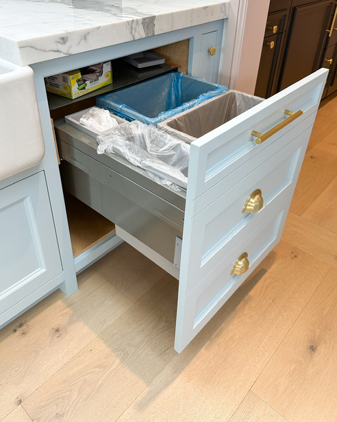 Four-bin waste pullout
