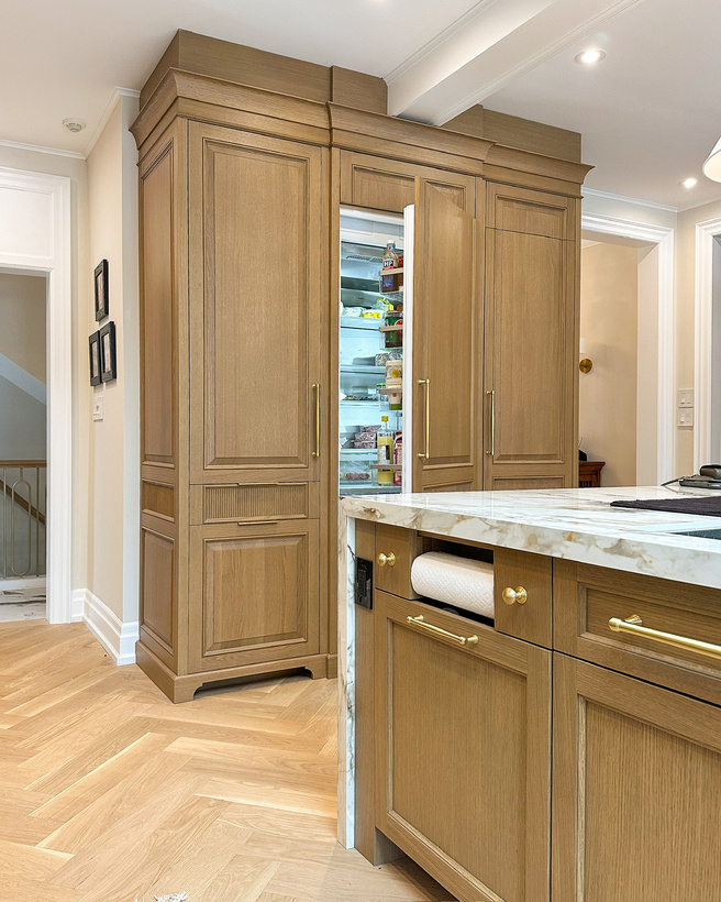 Panelled fridge and freezer integrated